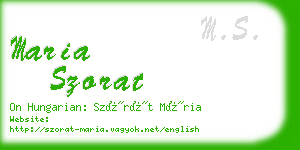 maria szorat business card